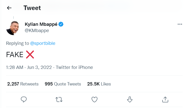 Mbappe denying reports 
